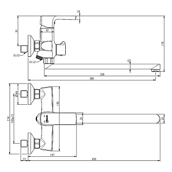 Смеситель для ванны LEMARK Ursus LM7251BL чёрный