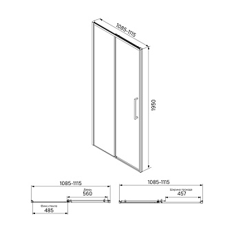 Душевая дверь IDDIS Slide SLI6BS1i69 195х6см стекло прозрачное
