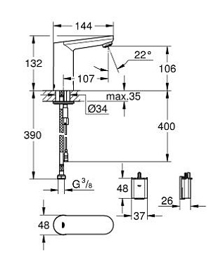 Смеситель для раковины GROHE Euroeco Cosmopolitan 36330001 хром