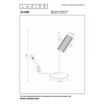 Светильник подвесной Lucide CLUBS 09539/01/30 40Вт GU10