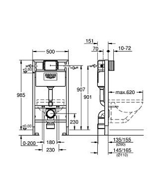 Инсталляция для подвесного унитаза GROHE Rapid SL 38525001