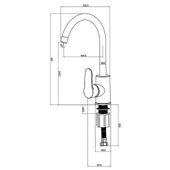 Смеситель для кухни MILARDO Poli POLBLJ0M05 поворотный излив чёрный матовый