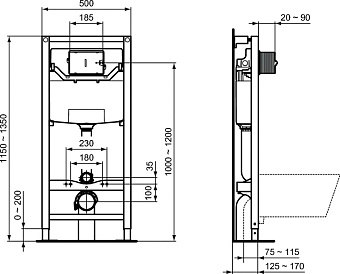 Инсталляция для подвесного унитаза IDEAL STANDARD PROSYS R027767