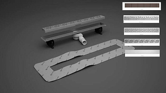 Душевой лоток RADAWAY 5L075A/5R075B 75х8см горизонтальный сток с решёткой и опорами