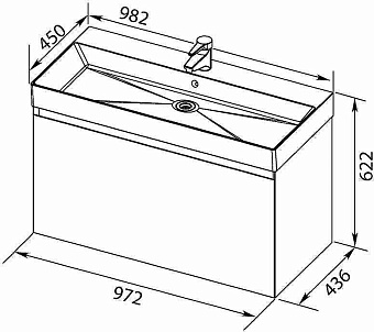 Тумба с раковиной AQUANET Нью-Йорк 213937 43,6х98,2х62,2см