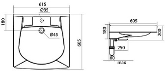 Раковина над стиральной машиной Santek Пилот 1WH301971 60х60см