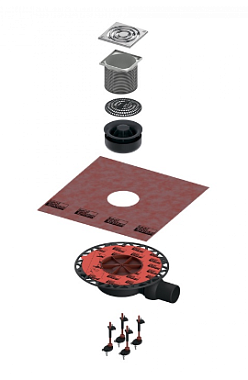 Душевой трап Tece KDP-S110 12х12см горизонтальный сток