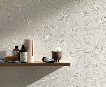 Настенная плитка Atlas Concord Италия 3D Wall A58A Carve Leaf Pearl 40х80см 1,28кв.м. матовая