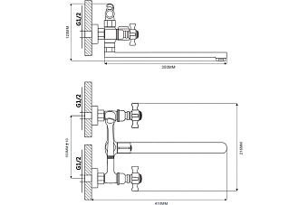 Смеситель для ванны Maxonor MN2224 хром