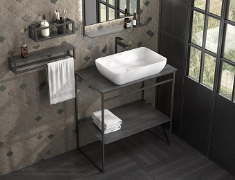 Полка в ванную прямоугольная KERAMA MARAZZI Plaza Next PL.N.sh.55\BLK 1-ярусная 11х55см чёрный