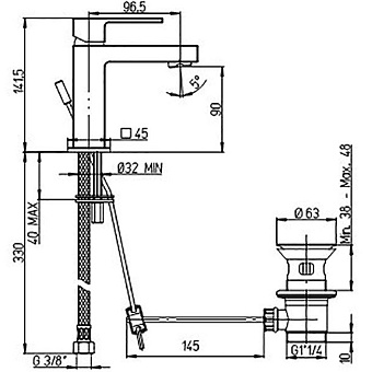 Смеситель для раковины Paini Dax-DaxR 84CR211RS хром