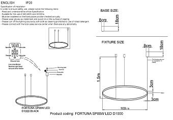 Люстра подвесная CRYSTAL LUX FORTUNA FORTUNA SP88W LED D1000 GOLD 88Вт 1 лампочек LED