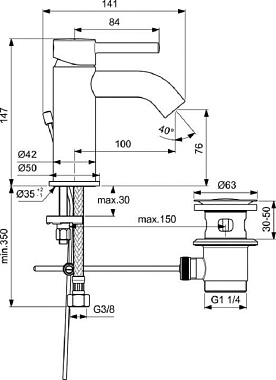 Смеситель для раковины IDEAL STANDARD CERALINE BC203U5 матовый белый/хром