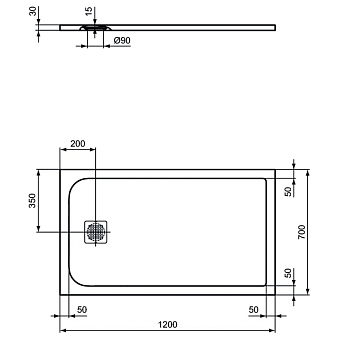 Душевой поддон IDEAL STANDARD ULTRAFLAT S K8221FV 70х120см