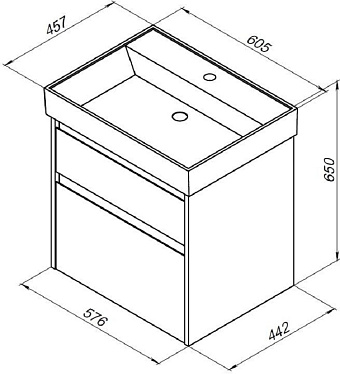 Раковина мебельная AQUANET Латина 242905 60,5х15см