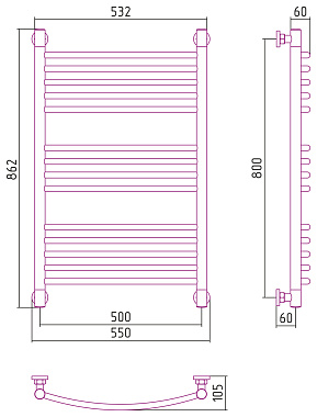 Полотенцесушитель СУНЕРЖА Богема+ выгнутая 032-0221-8050 золото матовое