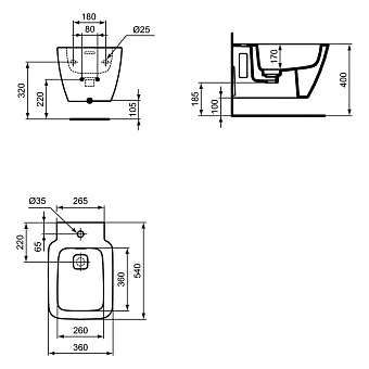 Биде подвесное IDEAL STANDARD STRADA II T456801
