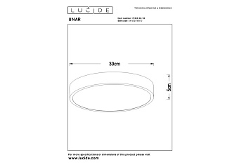 Светильник потолочный Lucide UNAR 79185/30/30 18Вт LED
