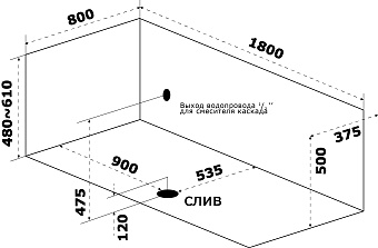 Ванна акриловая Azario Верда ВРВ0001 180х80см пристенная