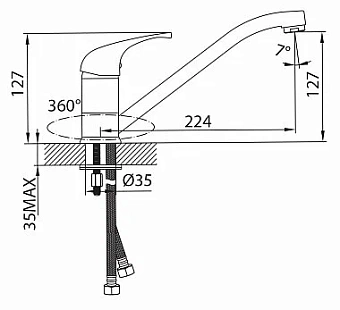 Смеситель для кухни MILARDO Davis DA56002C MI поворотный излив хром глянец