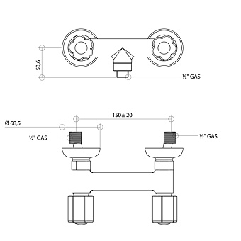 Смеситель для душа Bongio Fleur Blanc 11523OR00 золотой