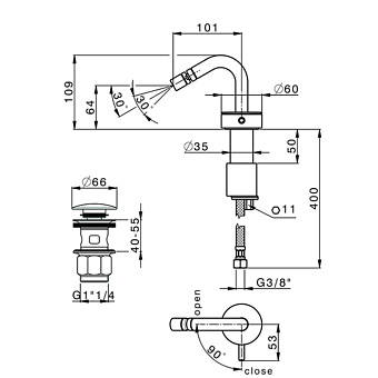 Смеситель для биде Cisal Slim SM00155040 чёрный (матовый)