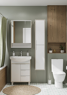 Пенал подвесной Акватон Рико 1A216603RIB90 27х30х154,2см белый/ясень фабрик