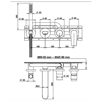 Смеситель для ванны Bongio GIO2 80550CRADPR хром