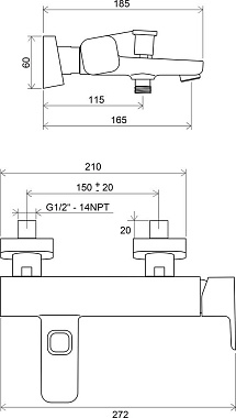 Смеситель для ванны RAVAK 10° X070065 хром