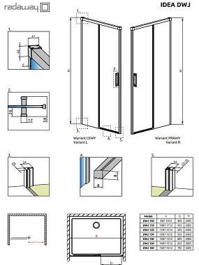 Душевая дверь RADAWAY Idea KDJ door 120 L 200,5х120см стекло прозрачное