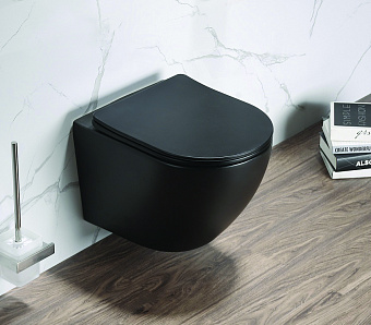 Унитаз подвесной Azario Grado AZ-0046-MB SP безободковый с микролифтом