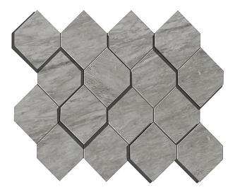 Керамическая мозаика Atlas Concord Италия MARVEL STONE AS39 Bardiglio Grey Mosaico Esagono 3D 35,3х28,2см 0,6кв.м.