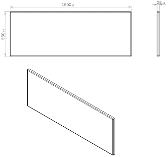 Экран для ванны AM-PM Sense W76A-150-070W-P 150см