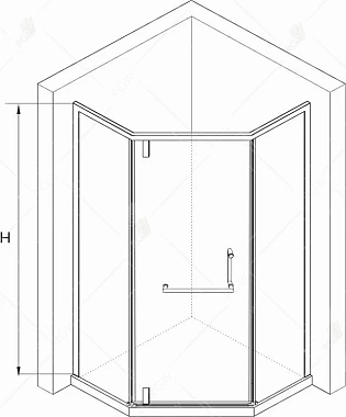 Угловое ограждение RGW Hotel HO-084G 195х100см стекло матовое-сатинат