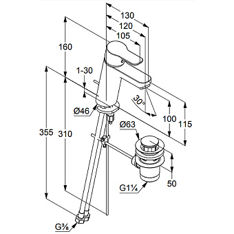 Смеситель для раковины KLUDI Pure Easy 371900565 хром