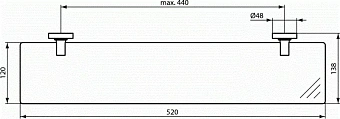 Полка в ванную прямоугольная IDEAL STANDARD IOM A9124XG 1-ярусная 13,8х52см чёрный матовый