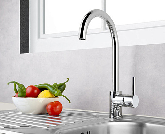 Смеситель для кухни VITRA Minimax S A42091EXP поворотный излив хром