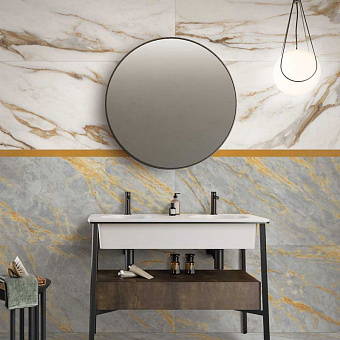 Полированный керамогранит ABK Sensi Signoria PF60008839 Calacatta Vena Oro Lux R 280х120см 3,316кв.м.