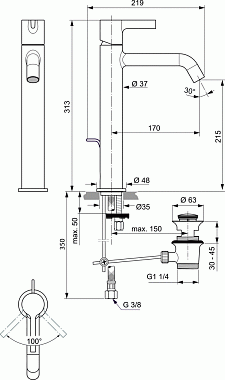 Смеситель для раковины IDEAL STANDARD Joy BC781GN Silver Storm