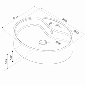 Раковина накладная AM-PM Func M8FWCC20561WG 56х46см
