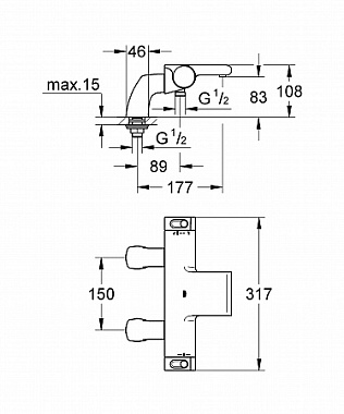Смеситель для ванны GROHE Grohtherm 2000 New 34176001 хром