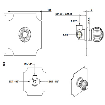 Смеситель для душа Bongio Rivoli 05556OR00EU золото