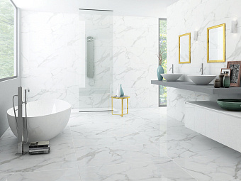 Полированный керамогранит ALTEZZA Ceramic Statuario Dallas Silver 702164 glossy polished 60х120см 1,44кв.м.