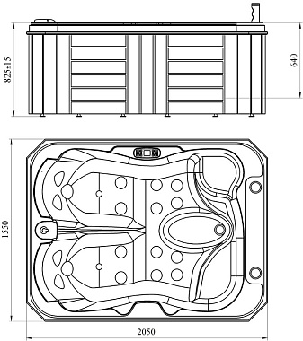 Мини бассейн СПА RADOMIR Мишель 1-30-0-0-0-051Б 205х155х64см 0,75куб.м