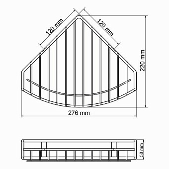 Полка в ванную угловая WASSERKRAFT K-1211 1-ярусная 22х27,6см хром