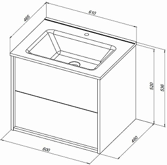 Тумба под раковину подвесная AQUANET Lino 287541 46х60х52см