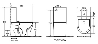 Унитаз напольный Azario Maro AZ-2154 безободковый с микролифтом