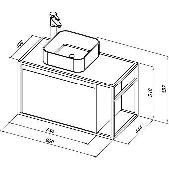 Тумба под раковину подвесная AQUANET Nova Lite Loft 261656 44х90х51,8см