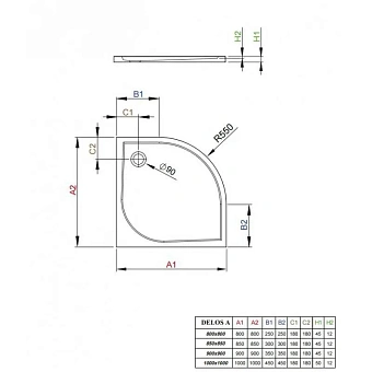 Душевой поддон RADAWAY Delos A 85х85см