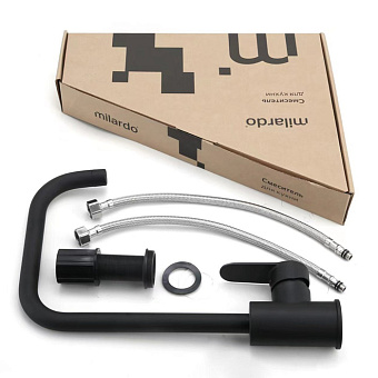 Смеситель для кухни MILARDO Poli POLBLL0M05 поворотный излив чёрный матовый